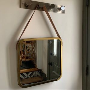 Square Mirror with Faux Leather Strap